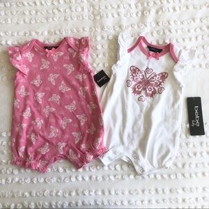 bebe baby - pair of baby girl butterfly rompers